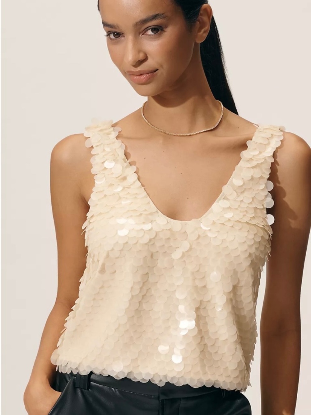 Anthropologie LyreBird Scoop-Neck Paillette Tank Top